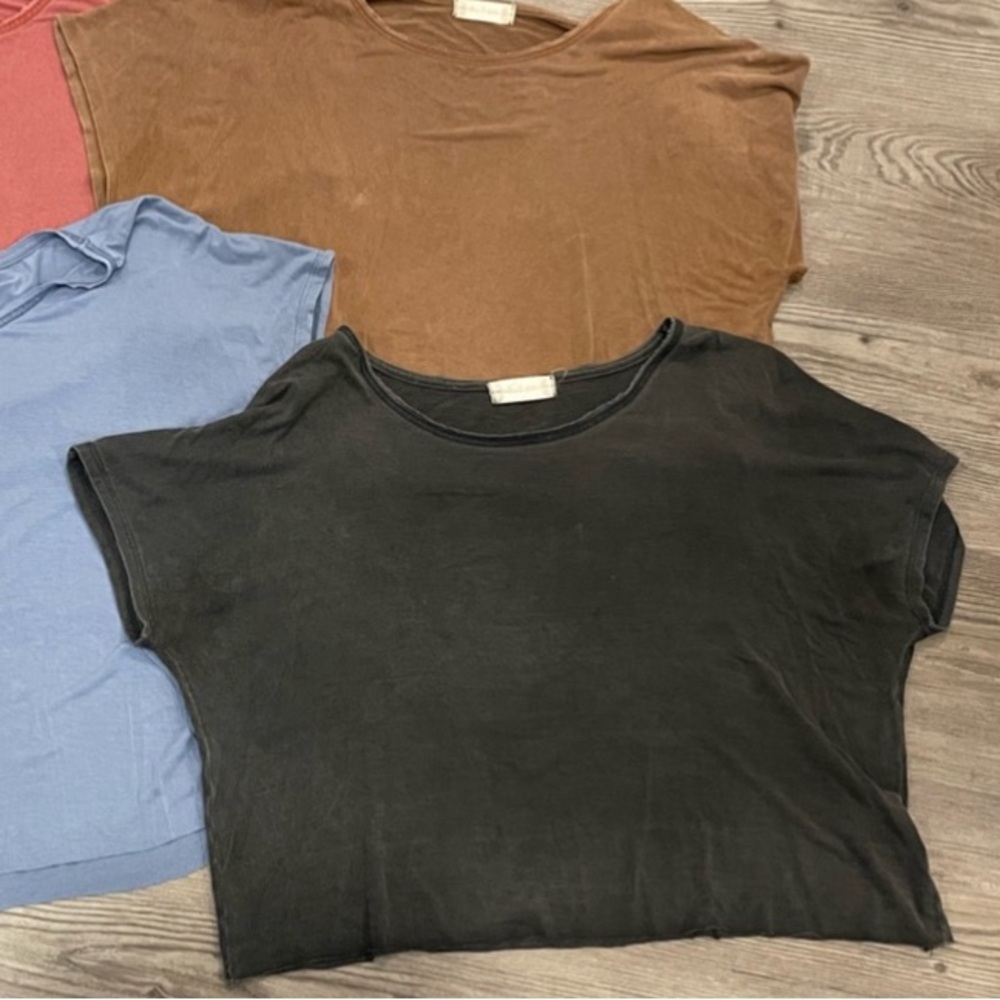 Altar’d State Blue and Tan Boxy Short Sleeve Tees